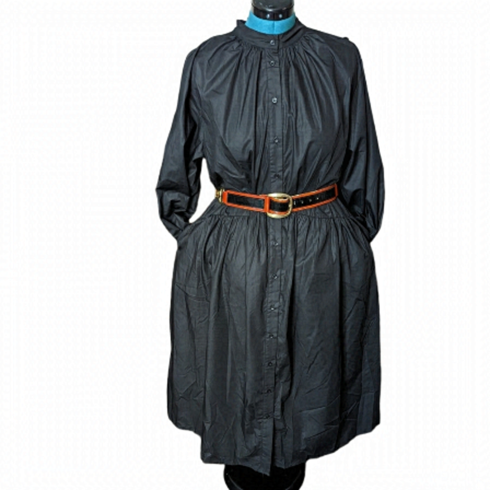 En Saison Long-Sleeve Poplin Shirtdress
